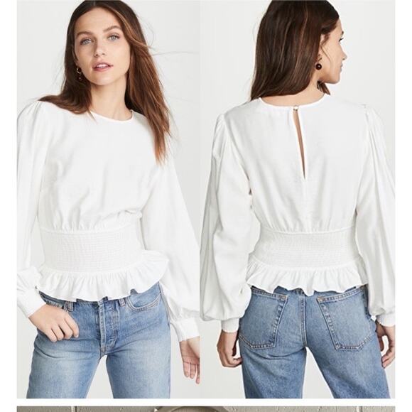 KEEPSAKE the label secure long sleeve top - small NWT Ivory White Peplum $150 - Picture 2 of 15